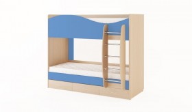Кровать 2-х ярусная с ящиками (Беленый дуб/Синий) в Мотыгино - motygino.katalogmebeli.com | фото