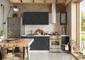 Кухонный гарнитур Нувель 1800мм белый/бетон черный в Мотыгино - motygino.katalogmebeli.com | фото