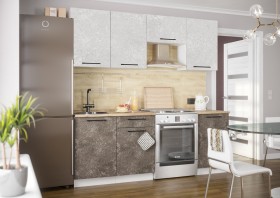 Кухонный гарнитур Нувель 2100мм белый/бетон коричневый в Мотыгино - motygino.katalogmebeli.com | фото