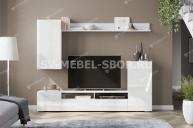 Мебель для гостиной МГС 4 (Белый/Белый глянец) в Мотыгино - motygino.katalogmebeli.com | фото