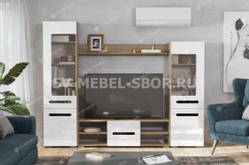 Мебель для гостиной МГС 6 (Исполнение 1/Дуб золотой/Белый глянец) в Мотыгино - motygino.katalogmebeli.com | фото
