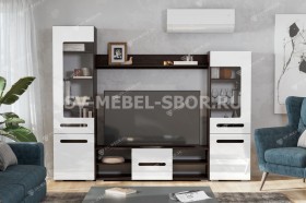 Мебель для гостиной МГС 6 (Исполнение 1/Венге/Белый глянец) в Мотыгино - motygino.katalogmebeli.com | фото
