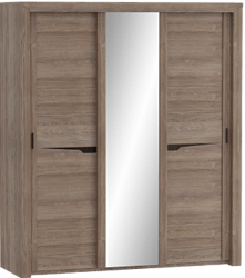 Шкаф трехдверный Соренто с раздвижными дверями Дуб стирлинг/Кофе структурный матовый в Мотыгино - motygino.katalogmebeli.com | фото