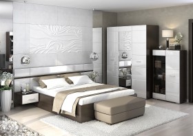 Спальня Вегас (Венге/Белый глянец) в Мотыгино - motygino.katalogmebeli.com | фото